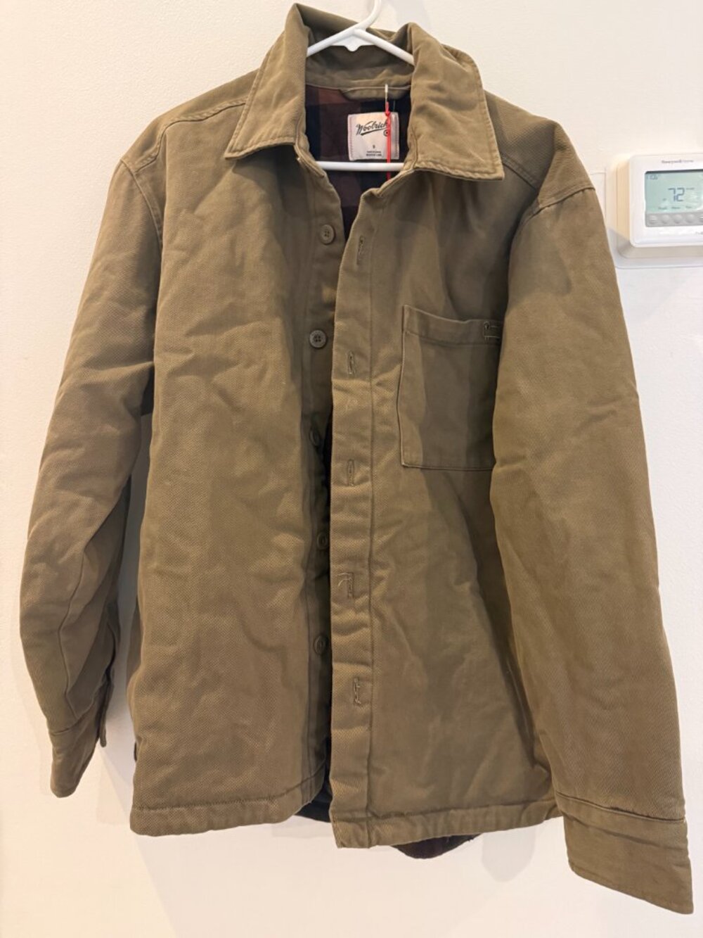 Men's Twill Jacket - Woolrich Olive Green, lined, cotton, twill